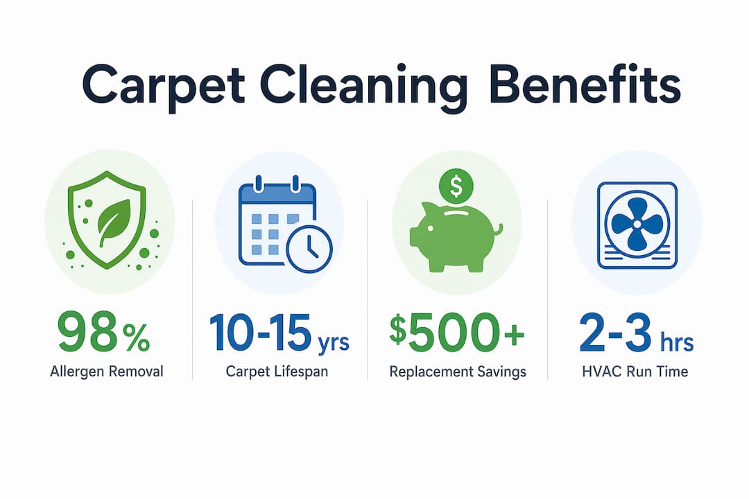 Infographic showing key carpet cleaning benefits statistics