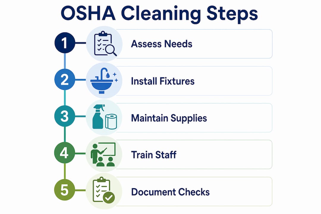 Infographic outlining OSHA cleaning compliance steps