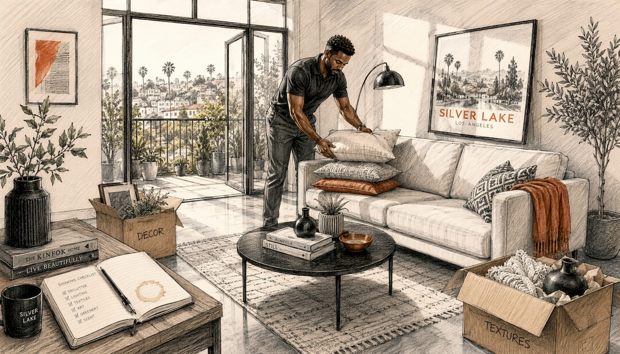 Organizer staging rental apartment for tenants