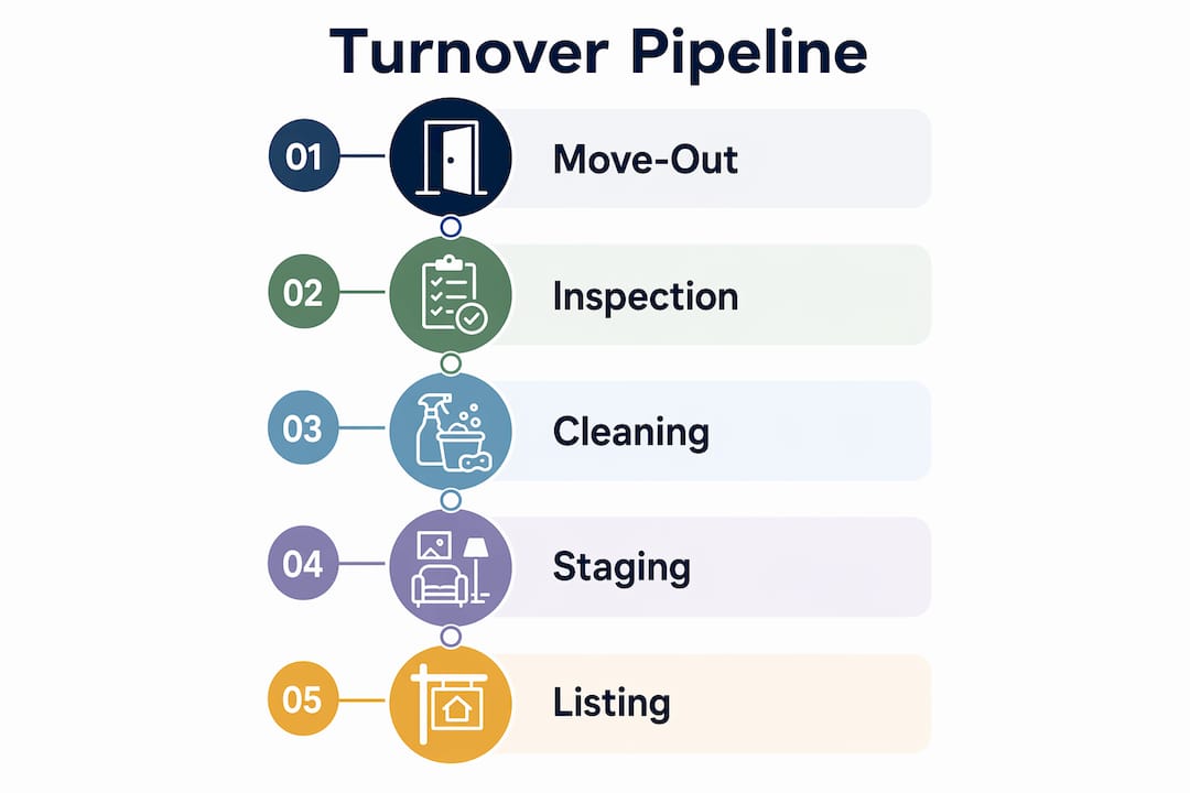 Infographic of rental turnover pipeline steps
