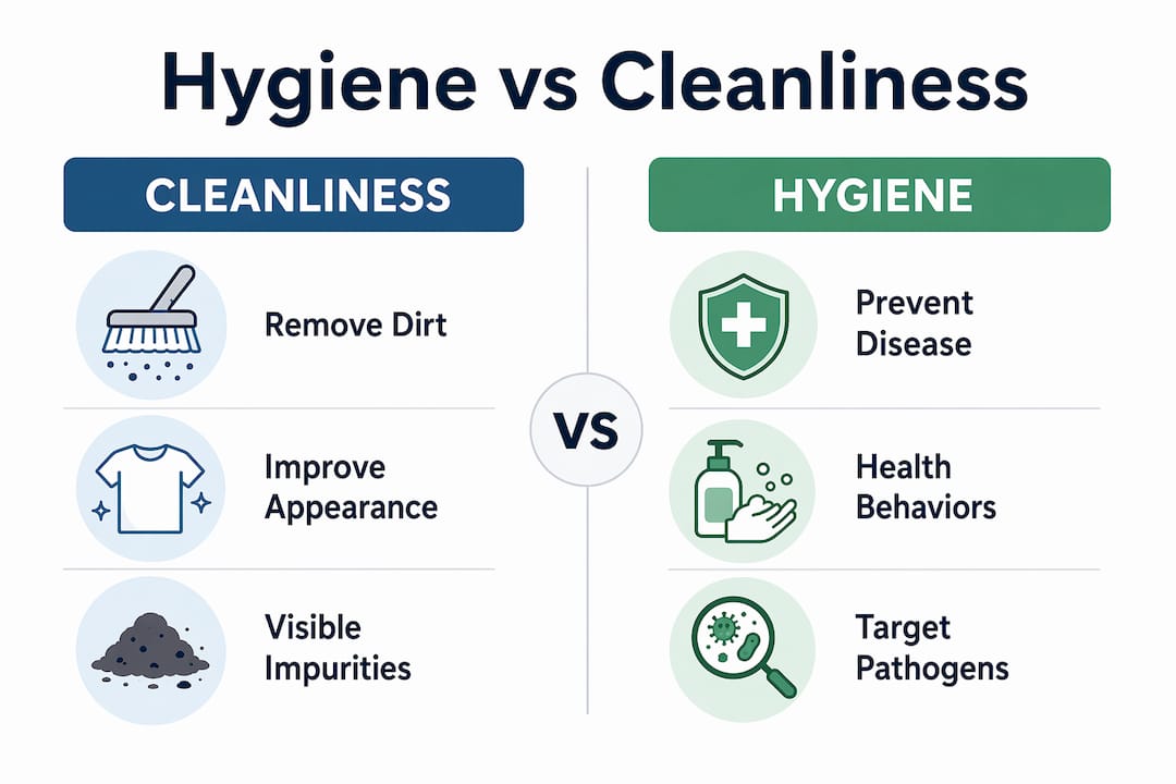 Infographic comparing hygiene and cleanliness side by side