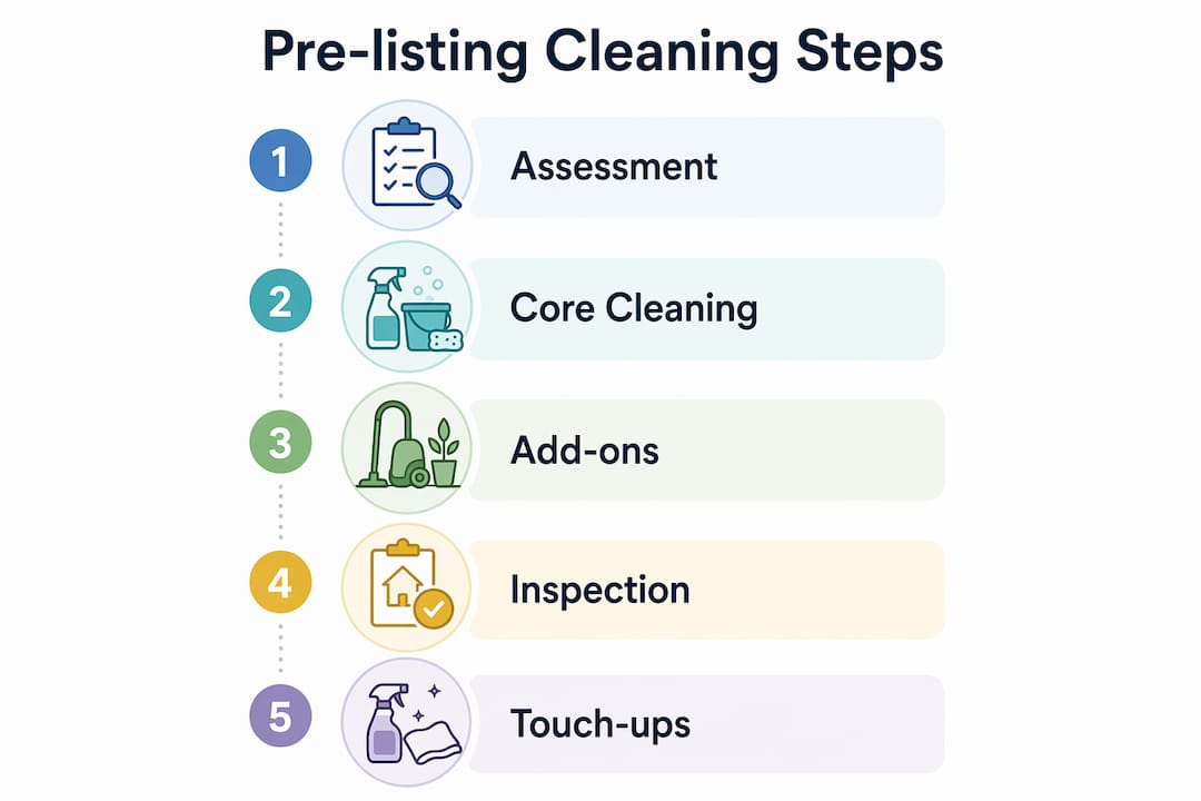Infographic outlining pre-listing cleaning step-by-step process