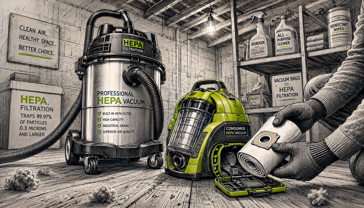 Comparison of professional and consumer HEPA vacuums