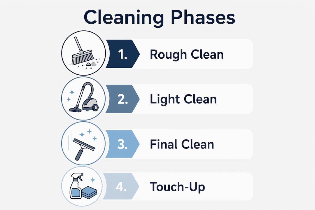 Infographic of construction cleaning phases