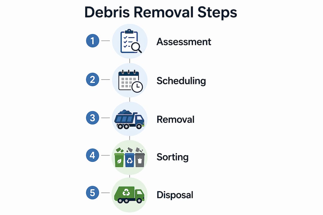 Infographic showing debris removal steps process