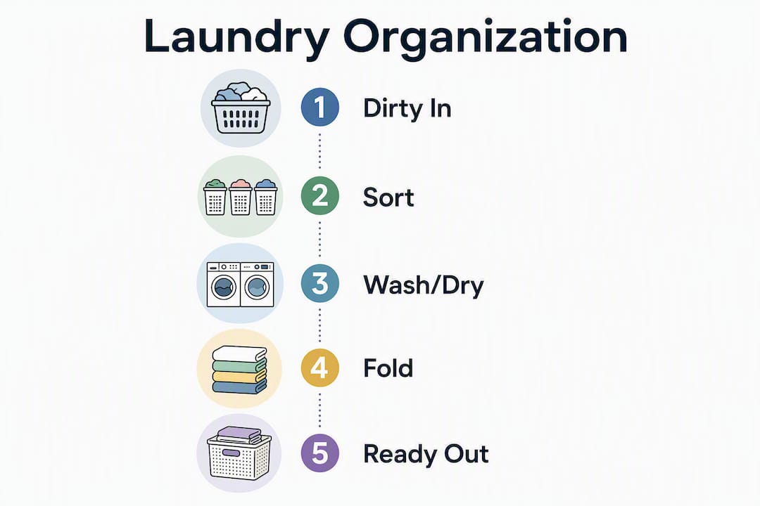 Infographic of laundry organization steps