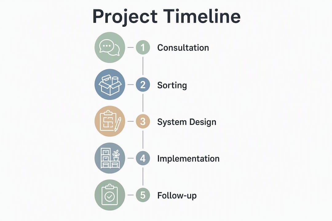 Timeline infographic of LA organizing project stages