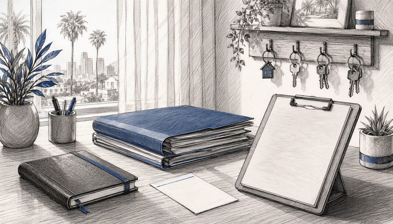 Organized property management documents and keys