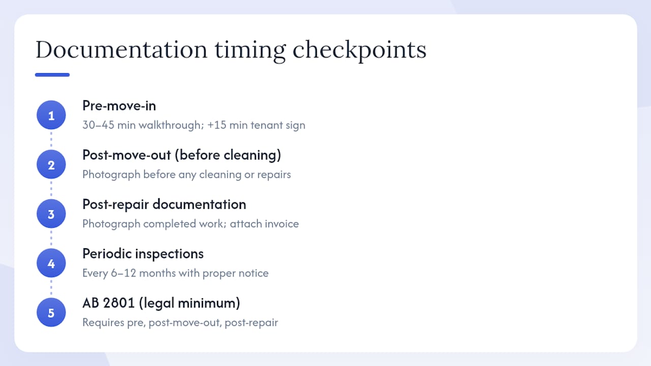 Timeline of property documentation checkpoints