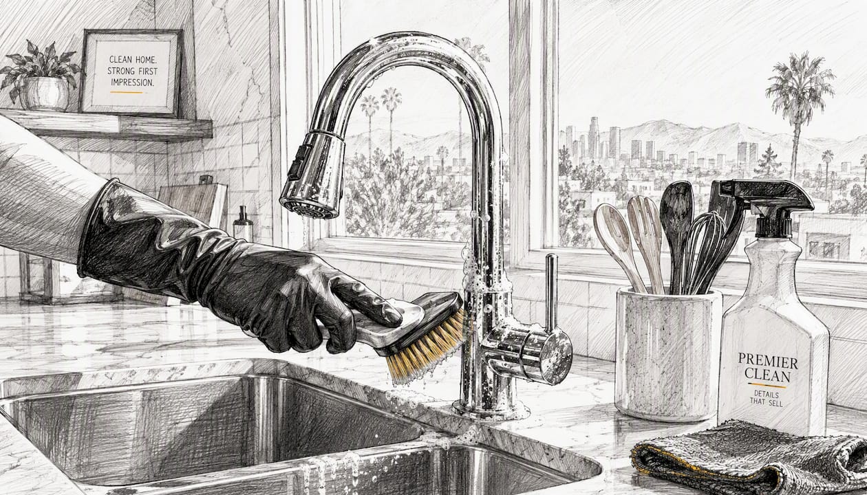 Cleaner scrubbing kitchen sink faucet