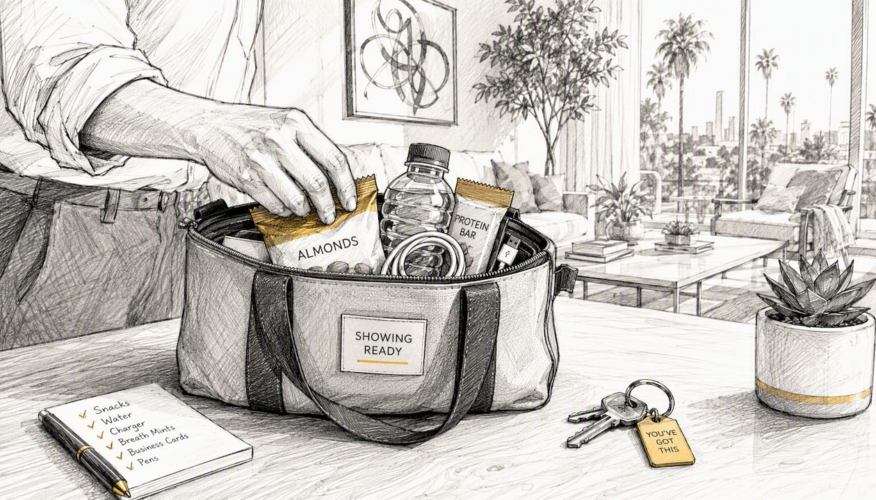 Hand packing showing bag with essentials