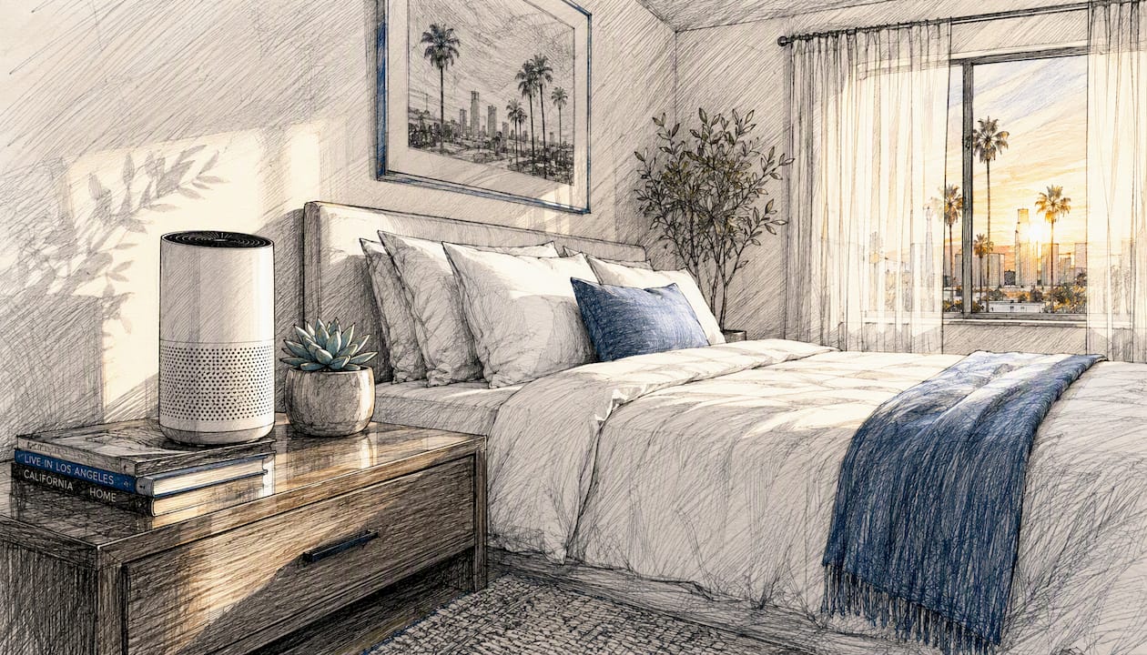 Tidy bedroom with natural light and plants