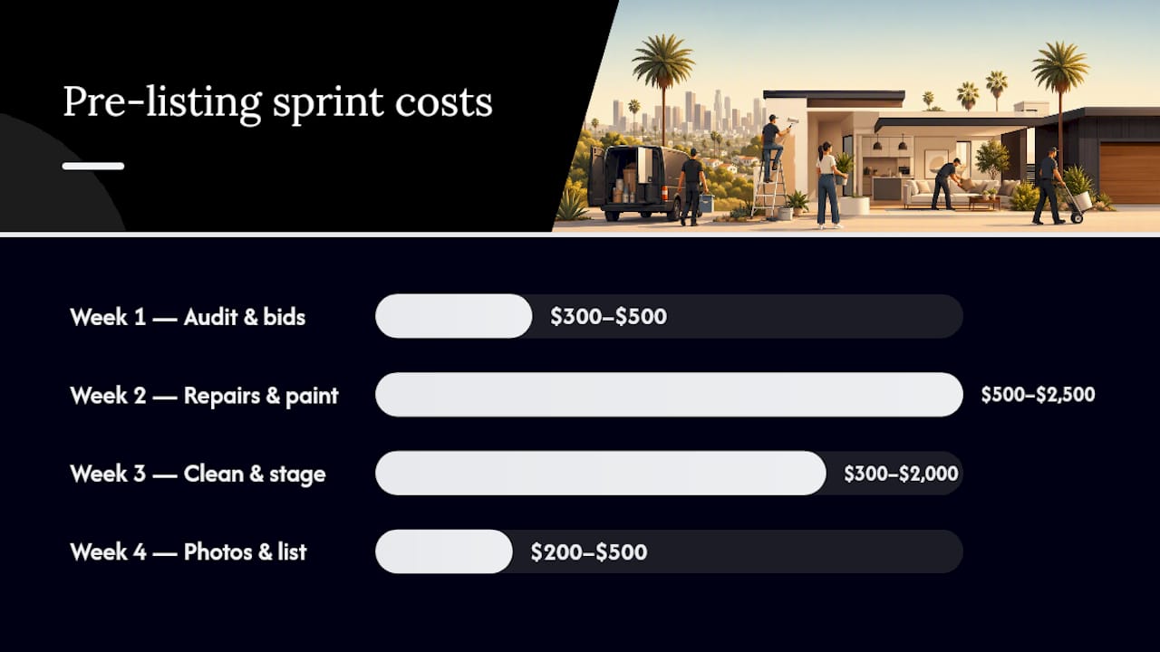 Timeline diagram of 30-day home prep sprint