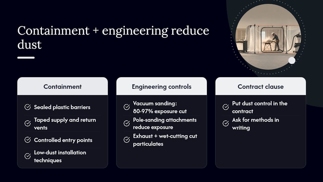 Diagram of dust containment and reduction strategies