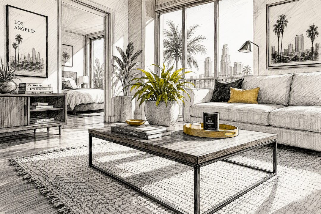 Tidy condo living room interior