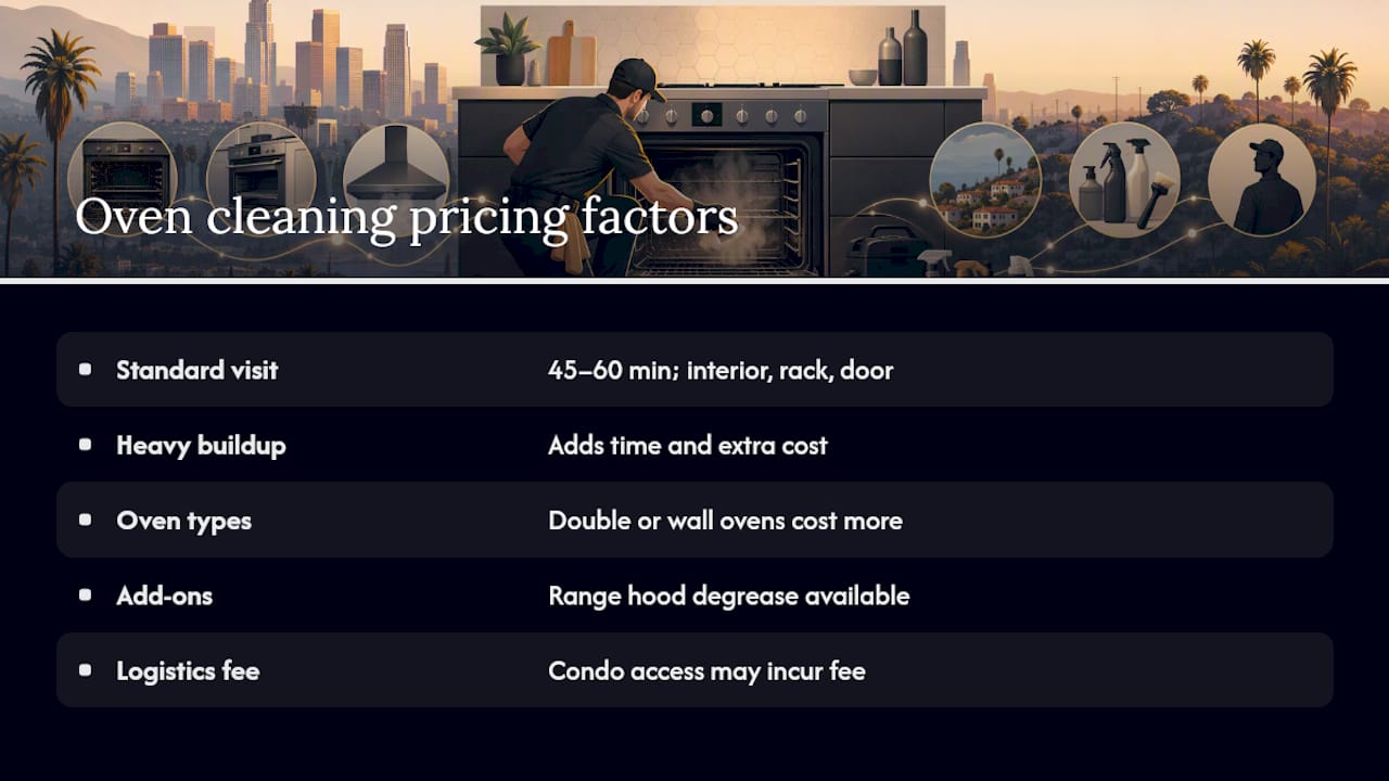 Diagram of oven cleaning service pricing components