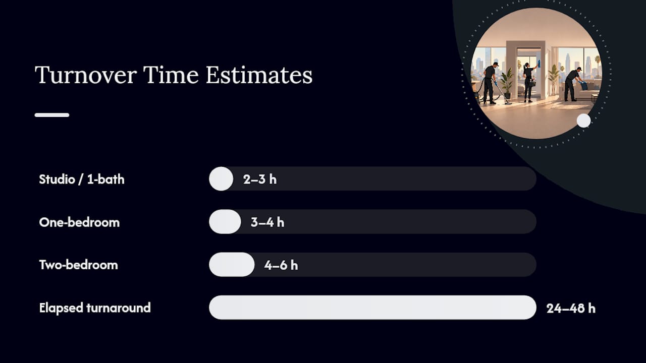 Diagram of turnover cleaning time by unit size