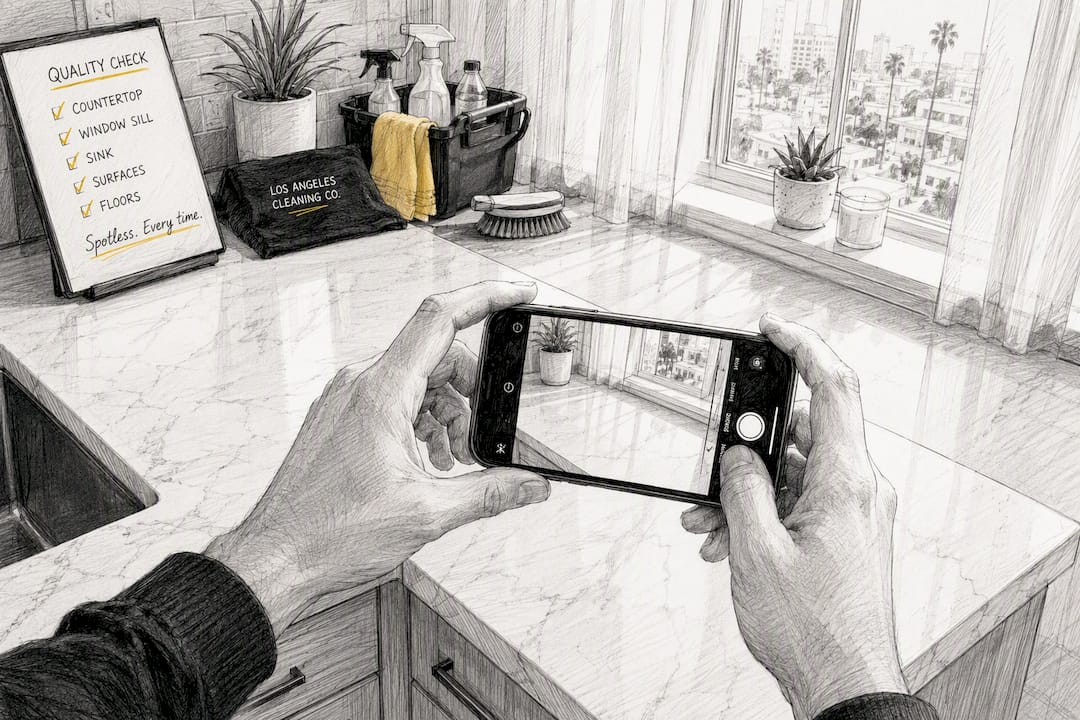 Hand photographing cleaned surfaces for documentation