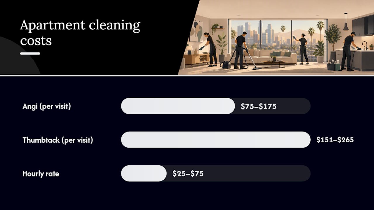 Diagram of cleaning cost by apartment size and bedrooms