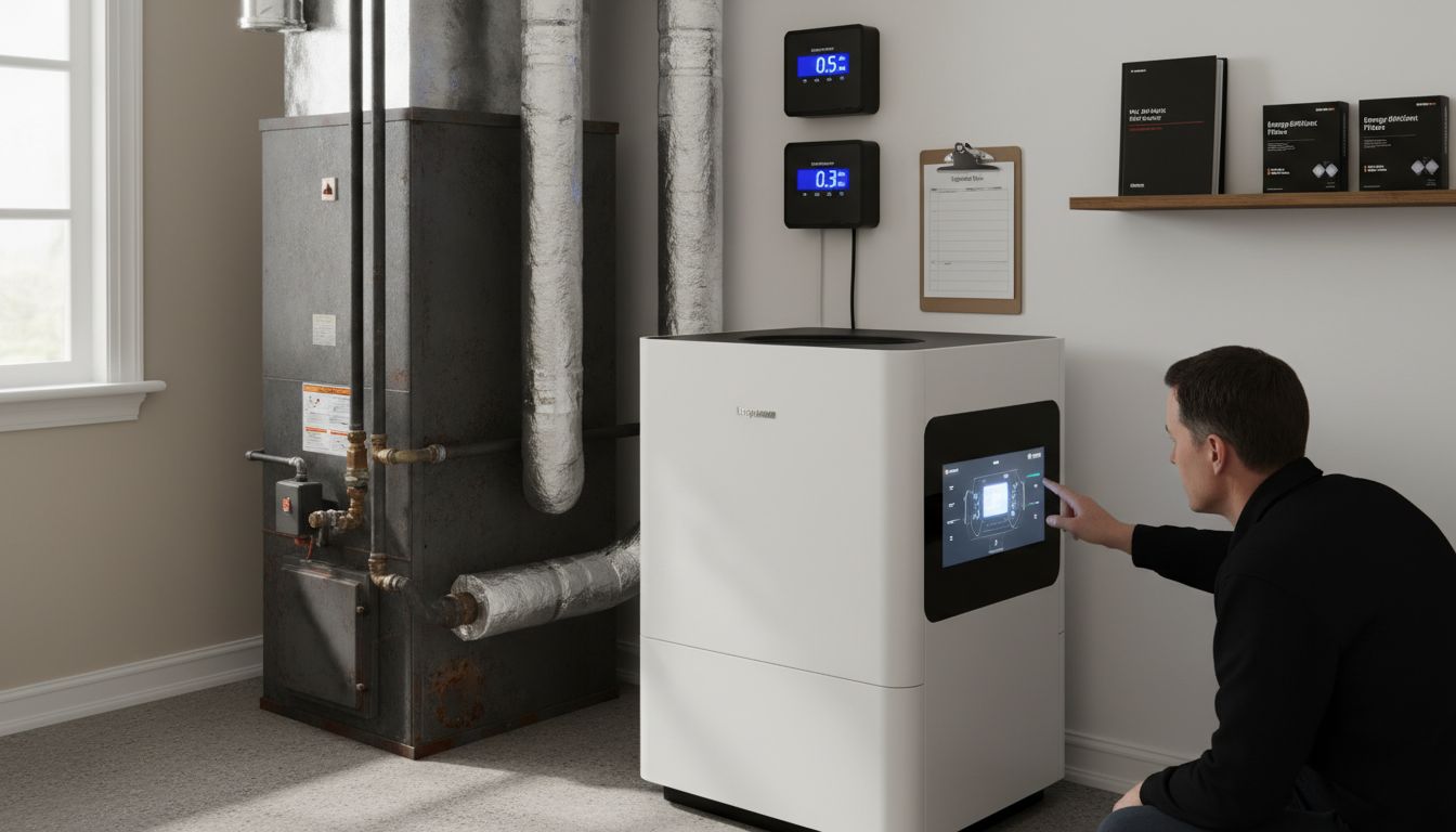 New and old HVAC units side by side