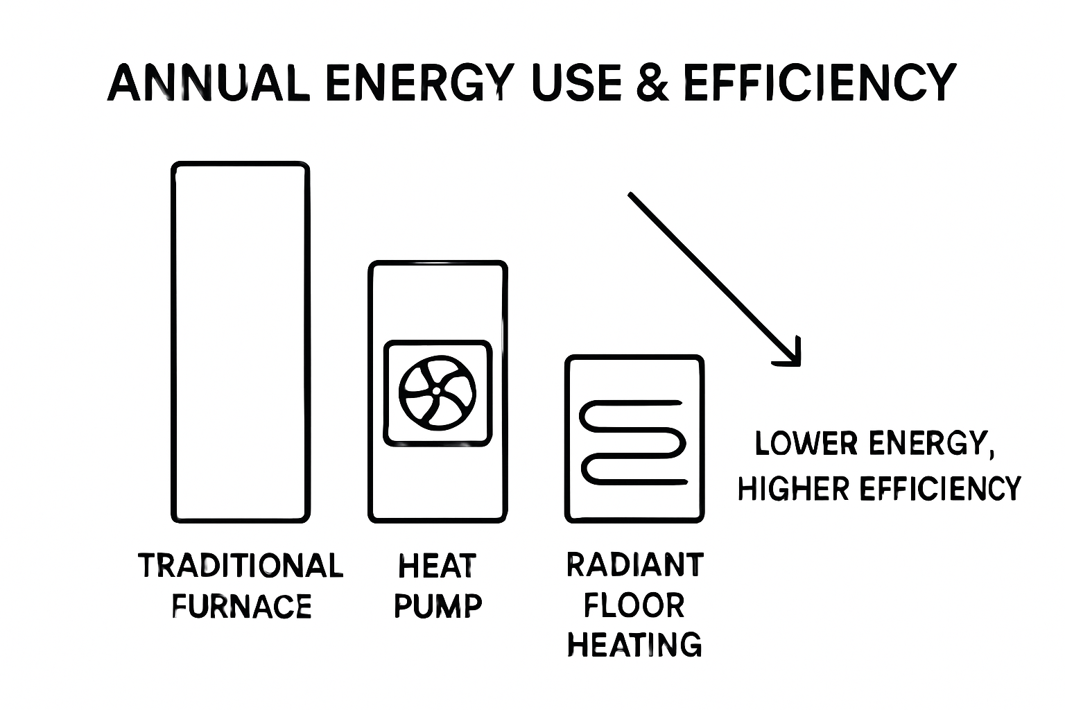 Infographic comparing home heating system efficiency