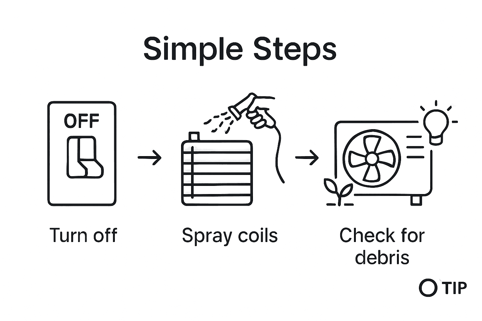Infographic showing steps for outdoor HVAC cleaning