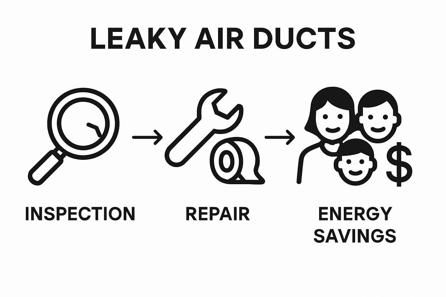 Infographic showing duct repair process steps