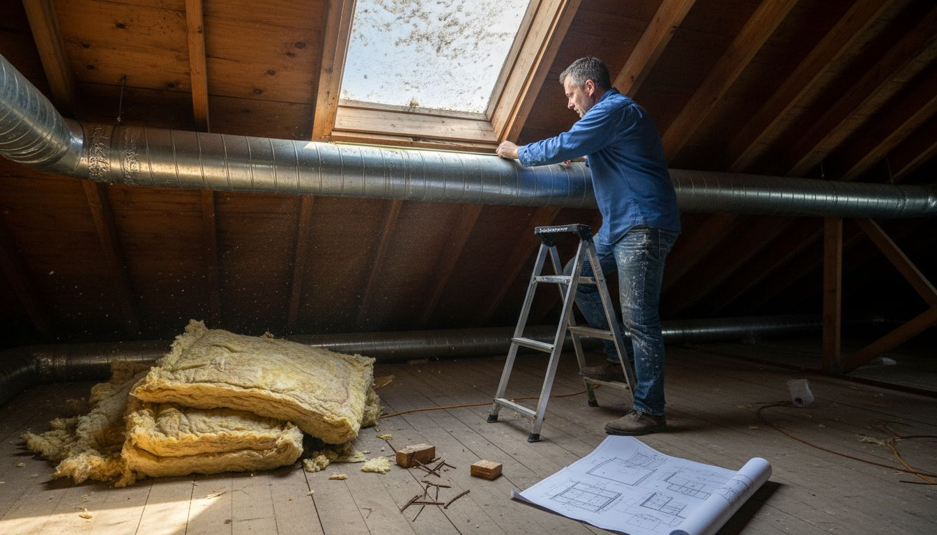 Contractor measuring attic duct design