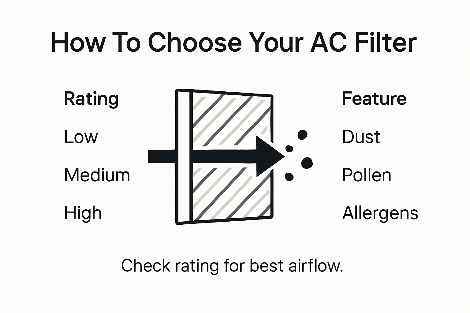 Infographic showing AC filter ratings and features