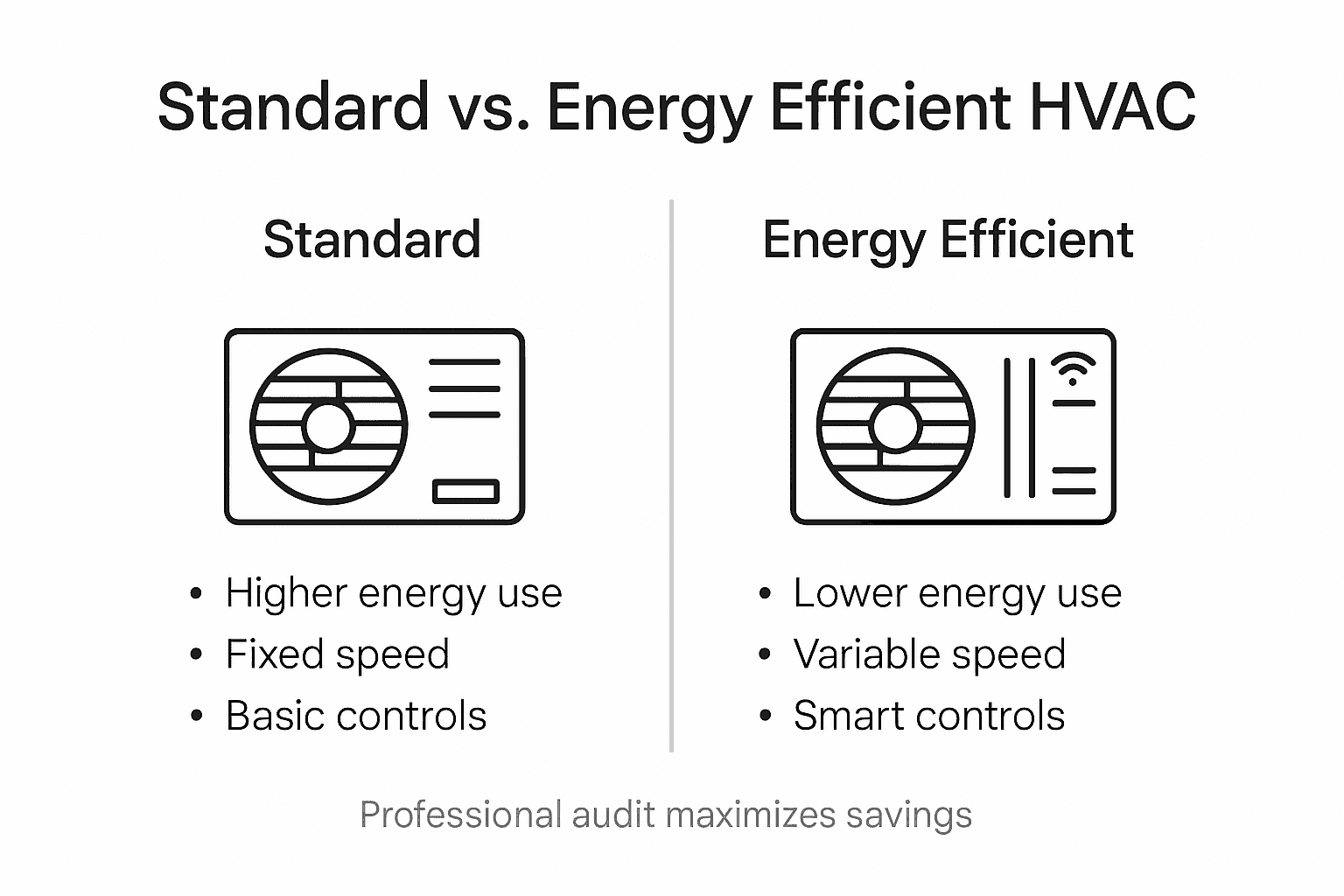 Infographic comparing standard vs energy efficient HVAC