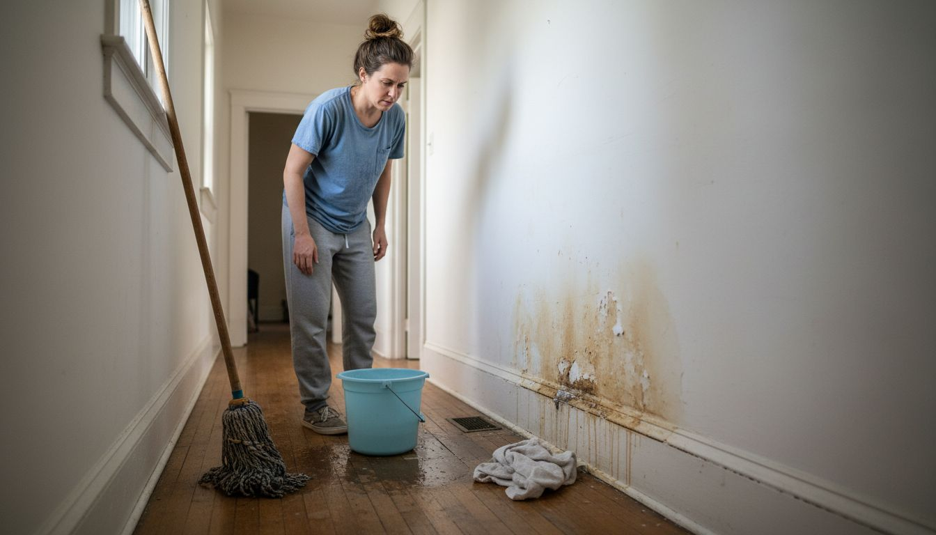 Assessing water damage and stained drywall