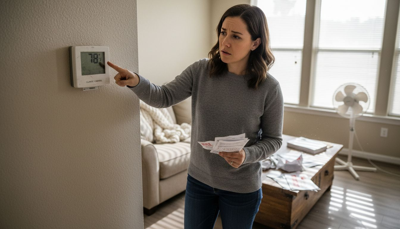 Woman checking thermostat for ac issues
