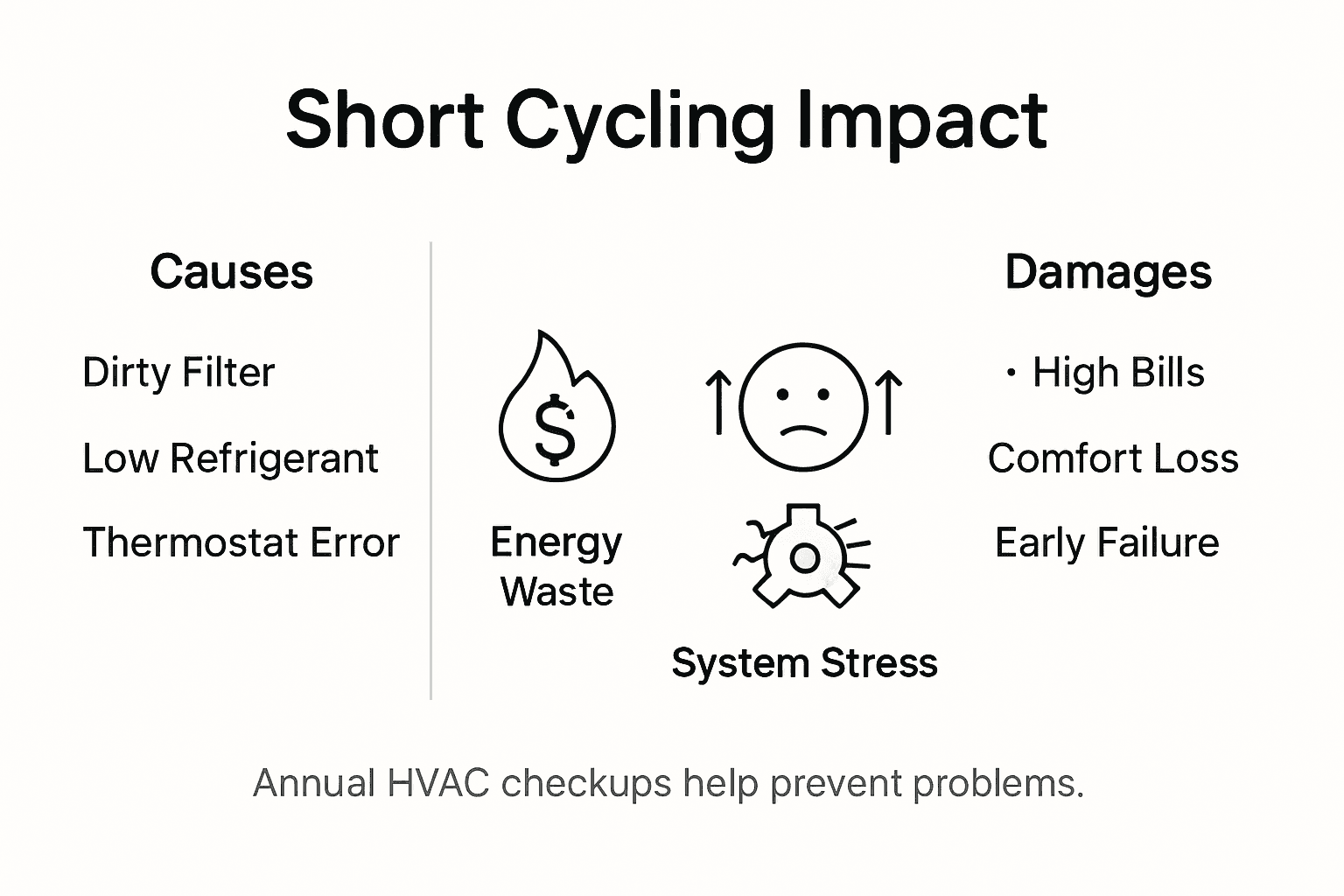 Infographic showing hvac short cycling effects