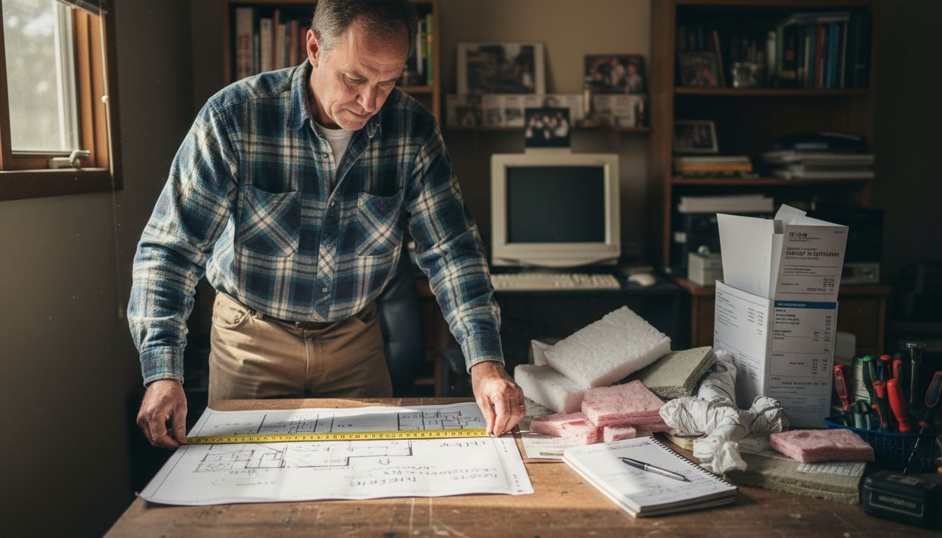 Homeowner auditing materials for HVAC calculation