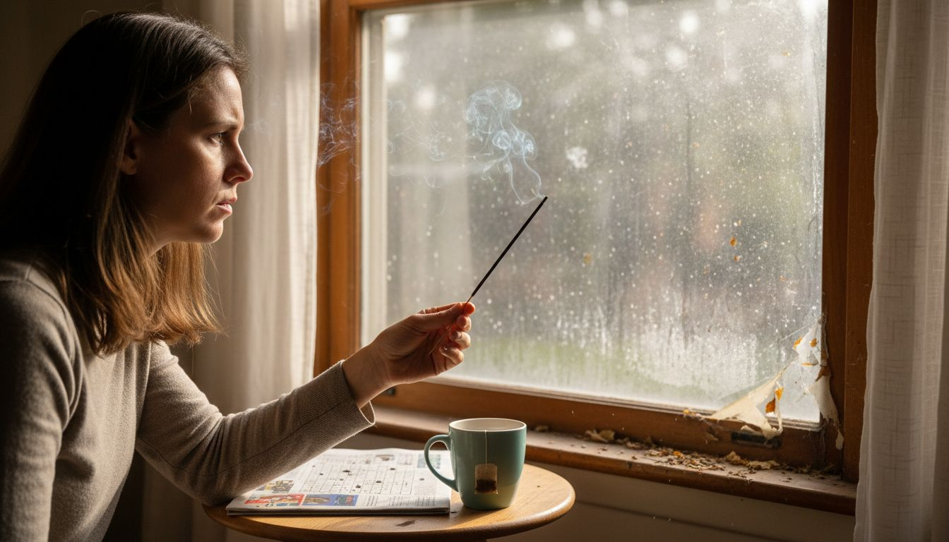 Using incense stick to detect window leaks