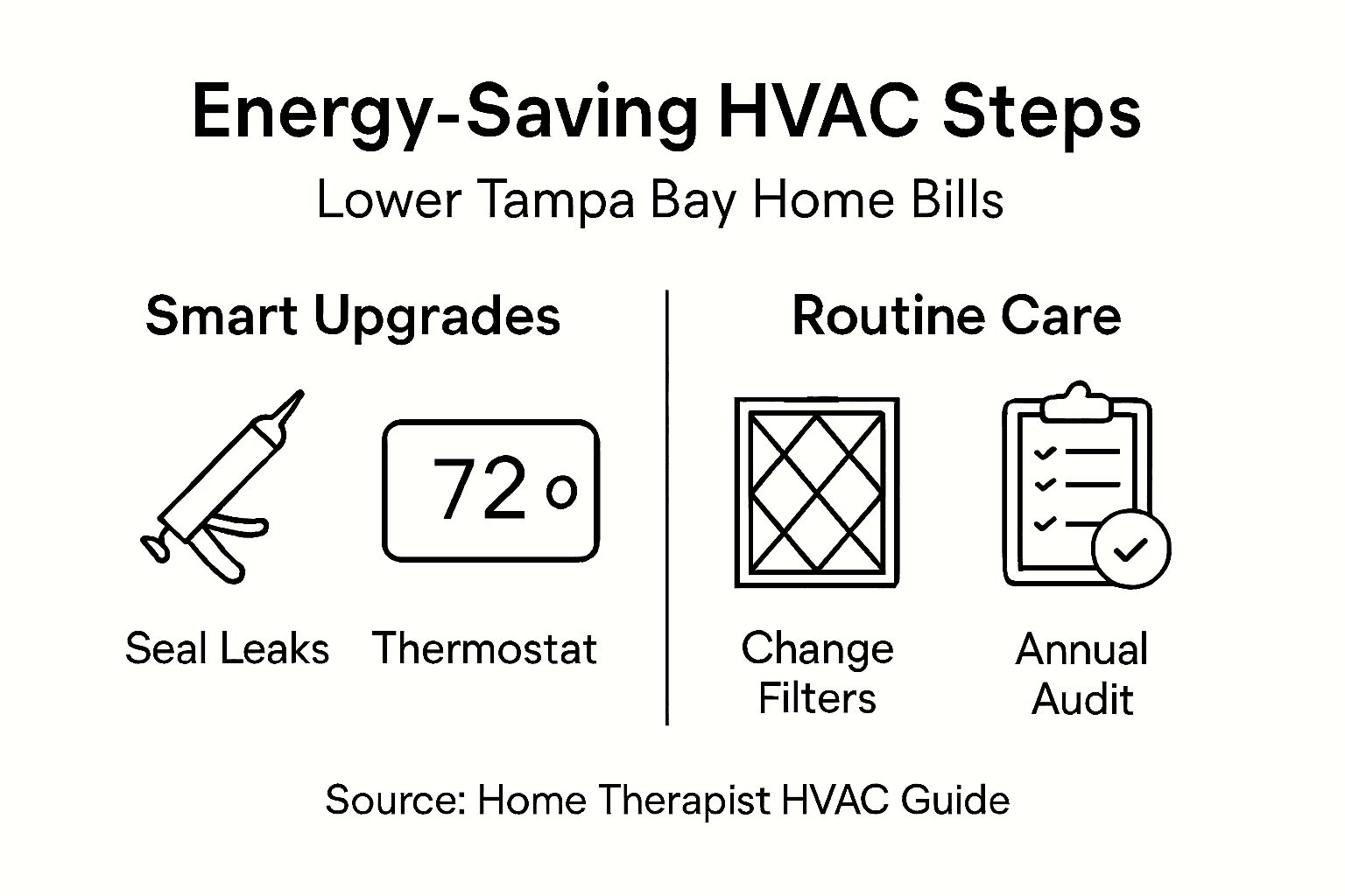 Infographic with energy saving tips for HVAC