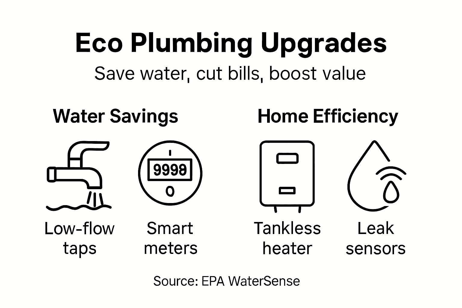 Infographic showing water-saving plumbing upgrades