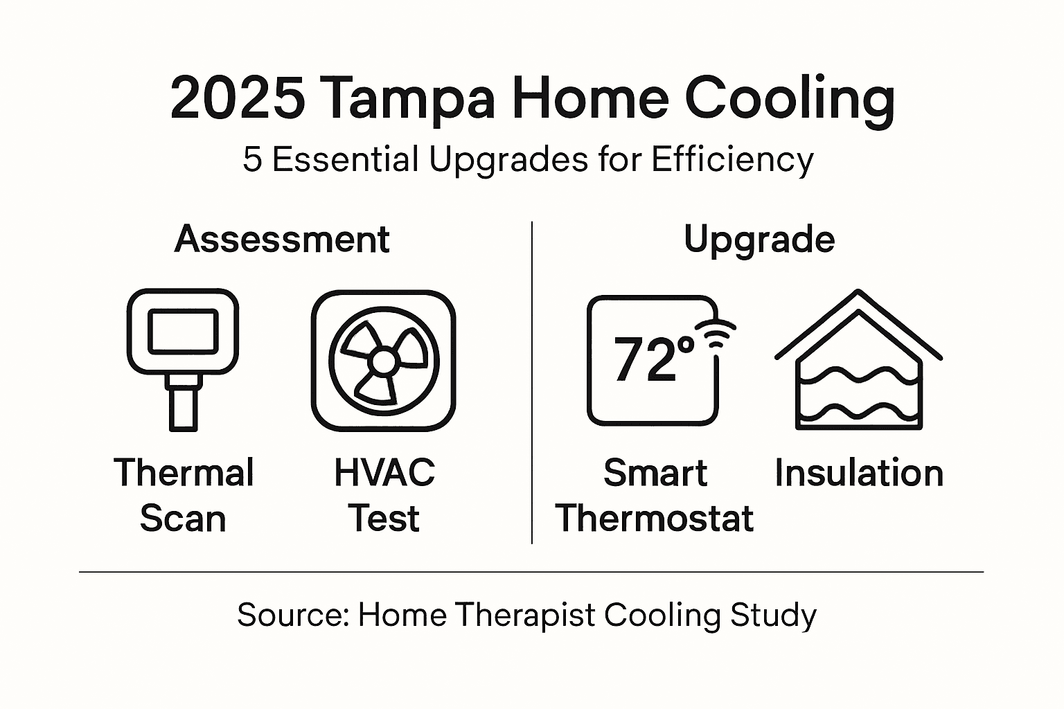 Infographic showing five cooling upgrades for Tampa homes