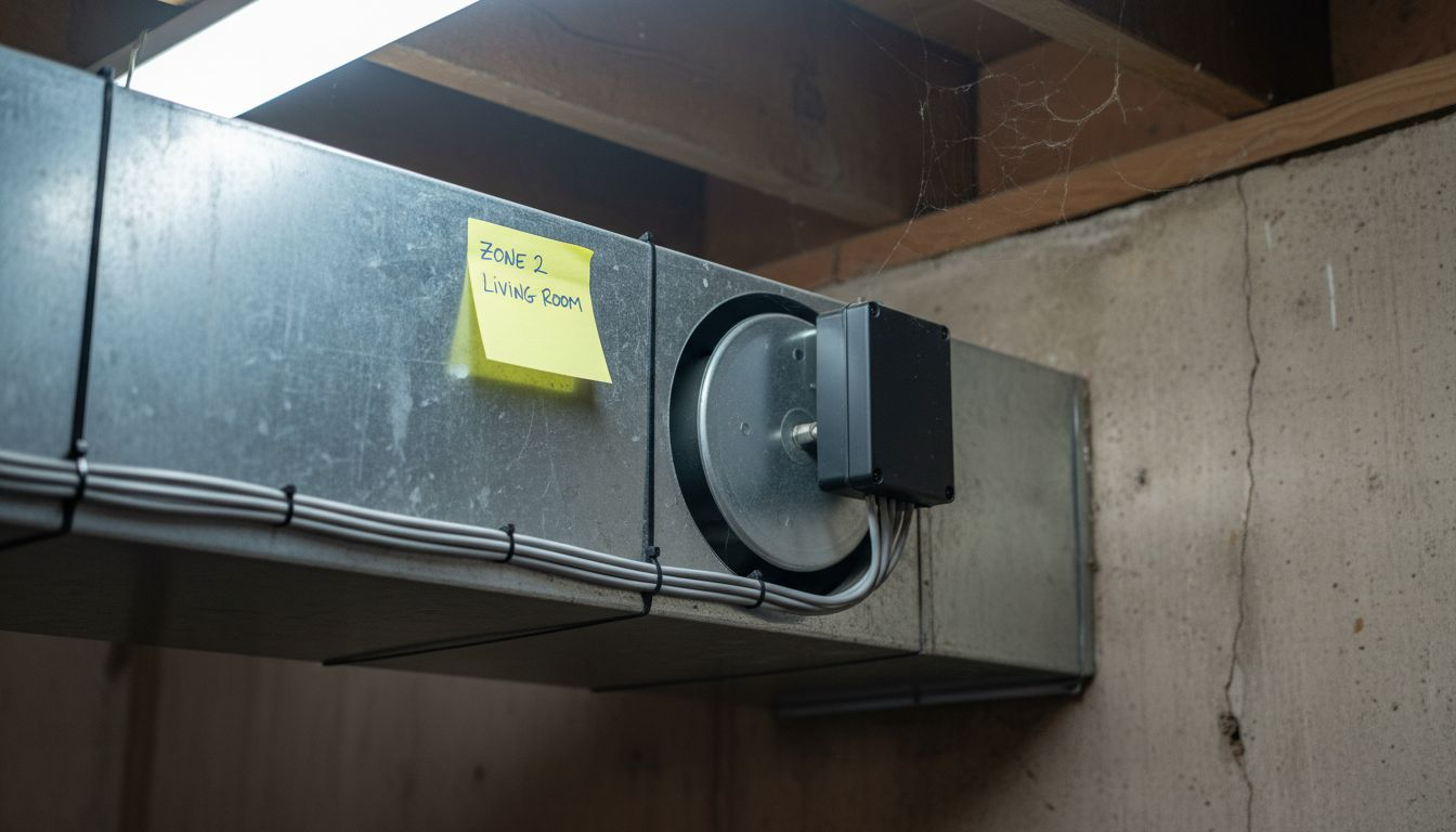 Motorized HVAC zoning damper inside duct