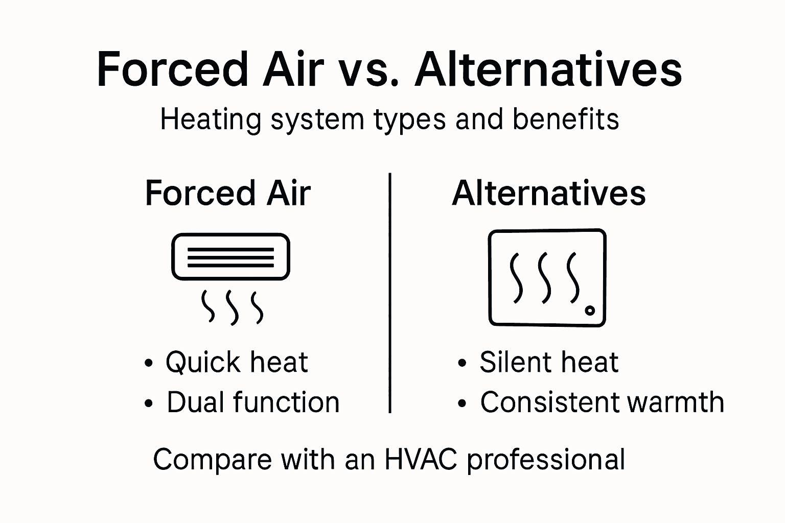 Infographic comparing heating system types and benefits