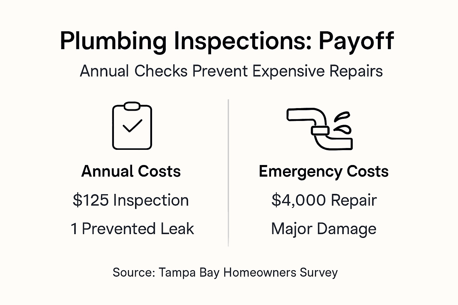 Infographic showing plumbing inspection cost versus emergency repair