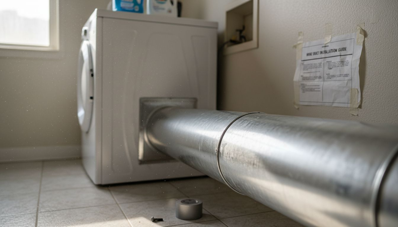 Close-up of metal duct in laundry room