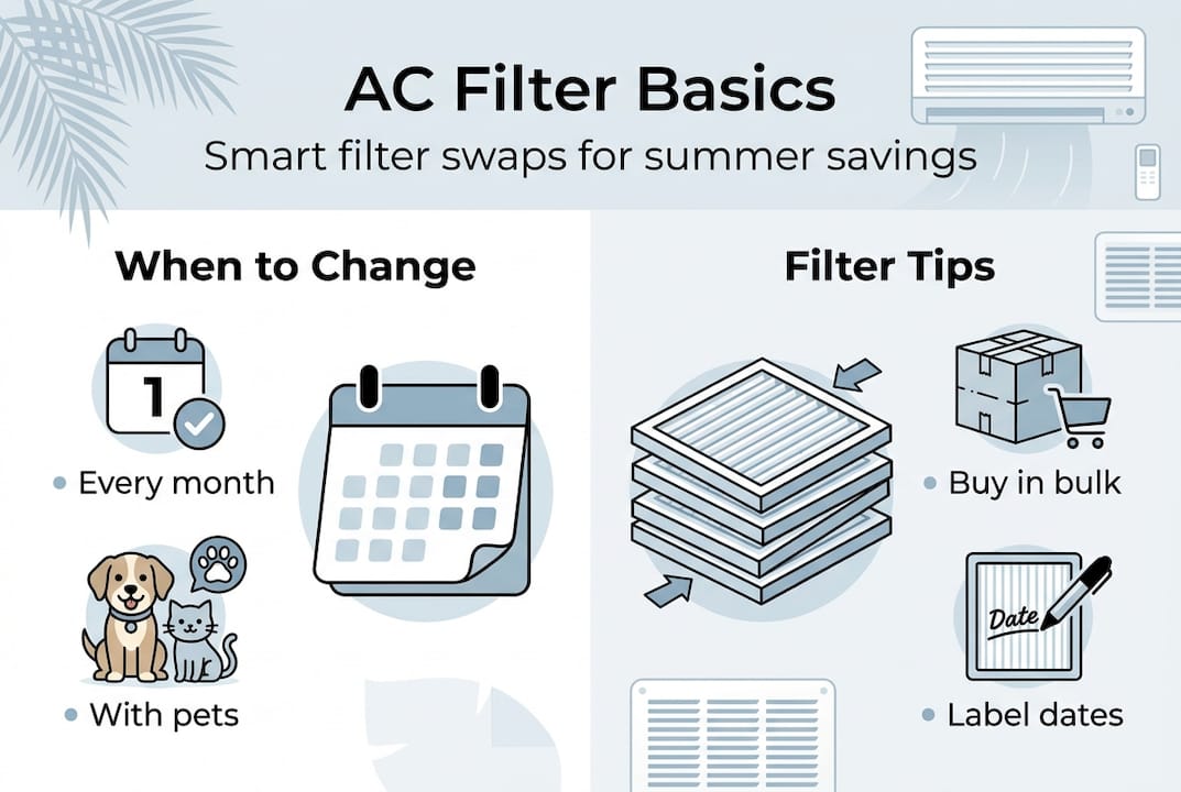 Infographic with simple AC filter guidance