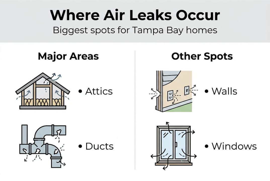 Infographic main sources of air leaks