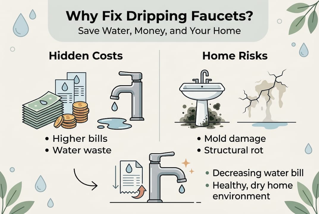 Infographic shows costs and risks of faucet leaks
