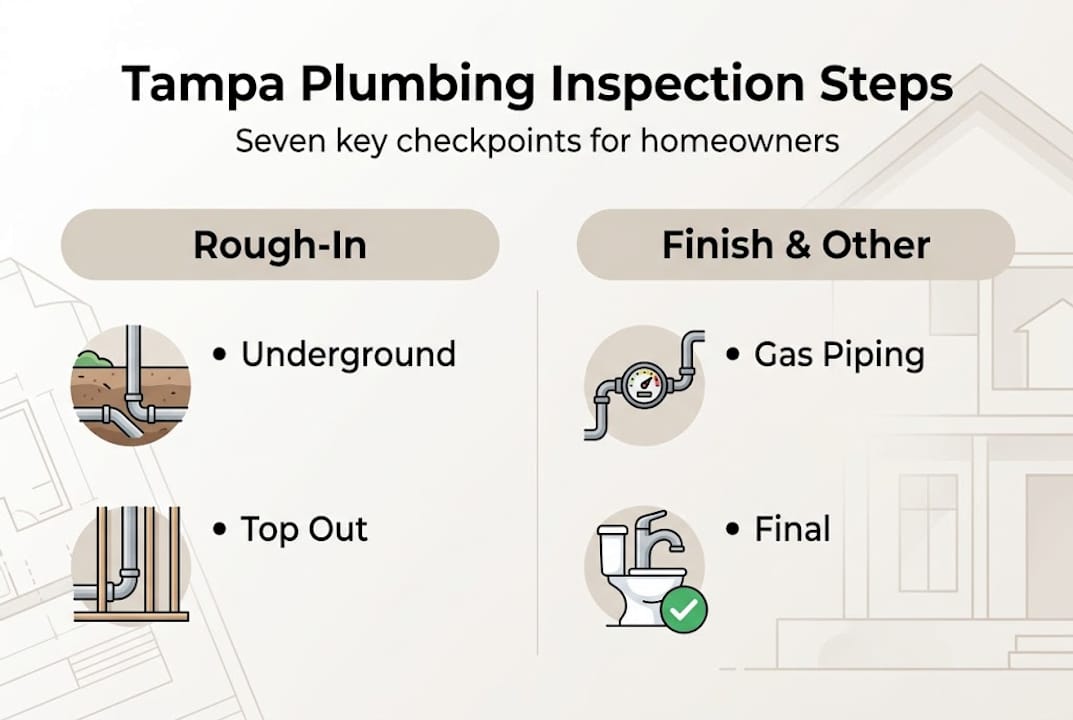 Infographic with Tampa plumbing inspection stages