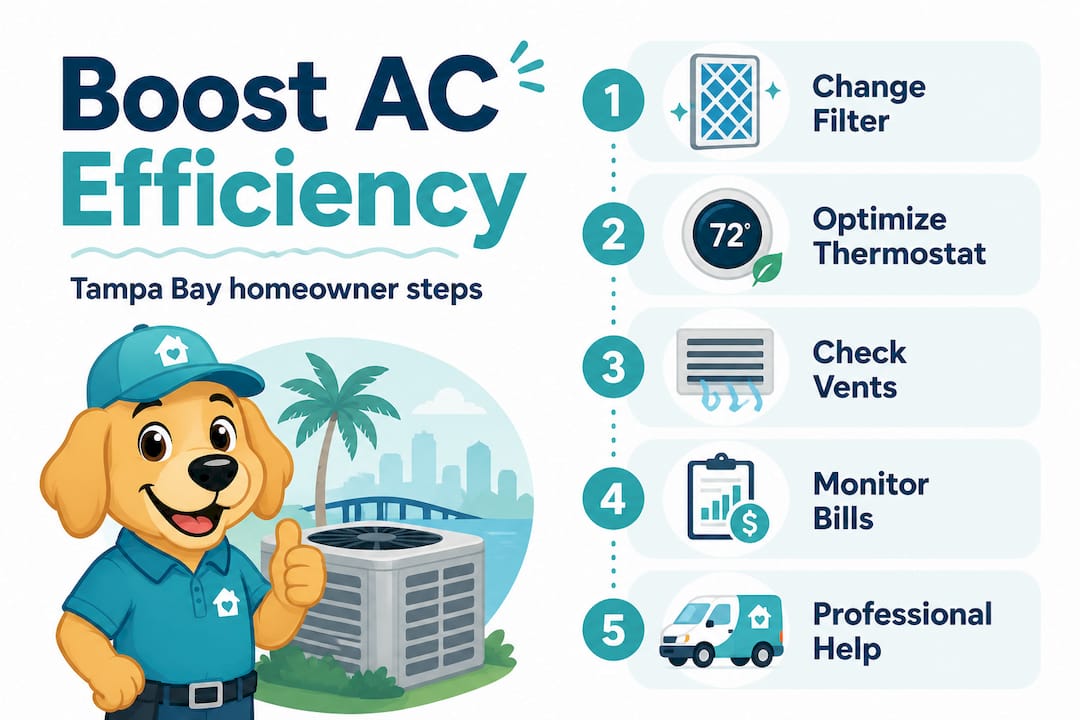 Infographic showing AC efficiency improvement steps