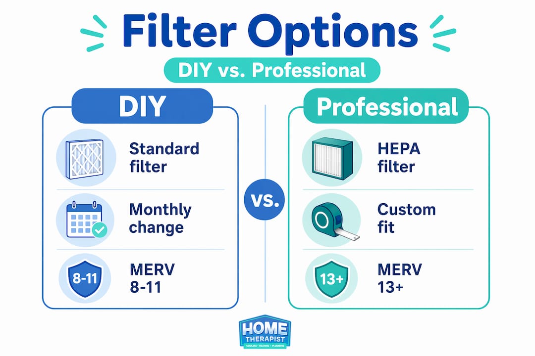 Infographic comparing DIY and professional HVAC filters