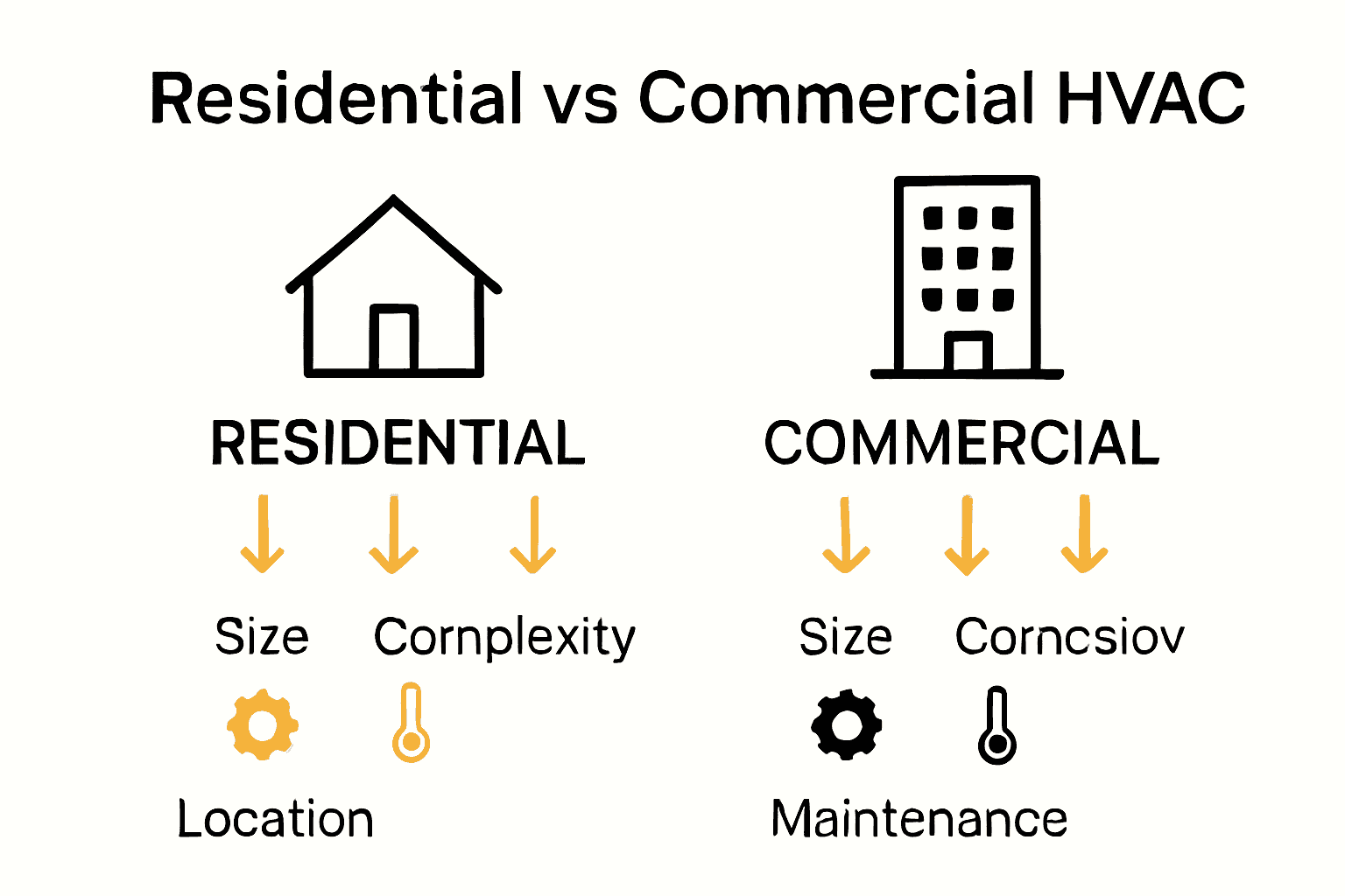 Infographic comparing residential and commercial HVAC system differences
