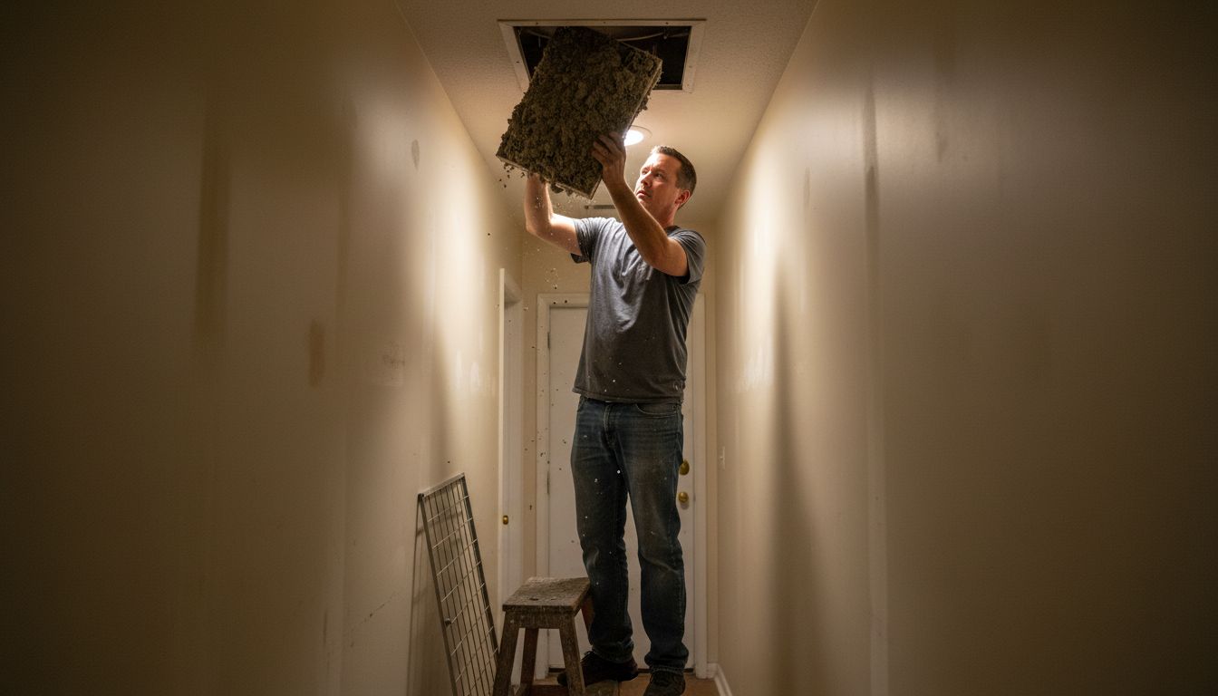 Person removing dirty HVAC air filter